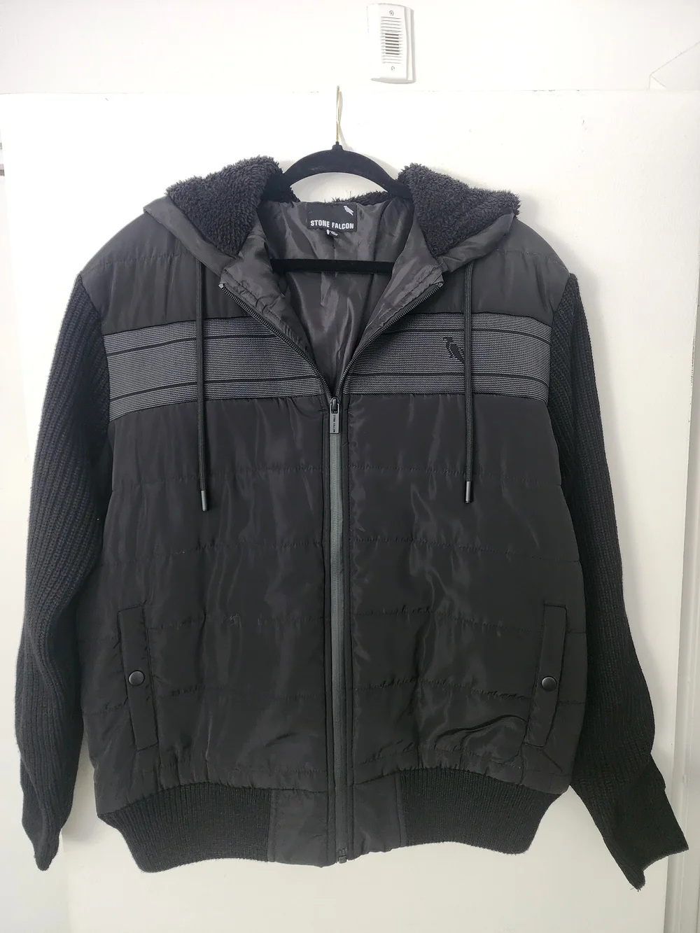 Men's Black Quilted Hooded Puffer Jacket